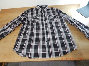 Beverly Hills Polo Club Men’s Button Up Shirt Plaid Gray WHITE BLACK Size 3XLB - Picture 1 of 4