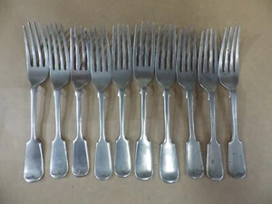 antique lot of 10 Victorian fiddle back forks WalKer & Hall epns Sonora silver - Picture 1 of 8