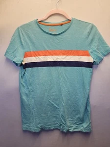 Boden 13-14 Y Turquoise Orange White Black Short Sleeve Striped Shirt 2969 - Picture 1 of 6