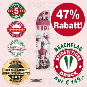 Flag Bunting Advertising Flag Beach Flag 306 cm "WINE" with Both Sides, Base - Picture 1 of 24
