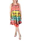 Womens Round Neck Flower Print Umbrela Dress Ladies Lagenlook Mini Top Summer