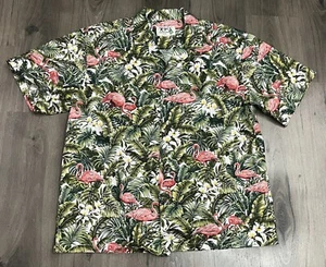 Vintage KY's Hawaiian Shirt Flamingo AOP Floral Button Down USA XL / 2XL - Picture 1 of 7