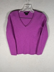 Ann Taylor Purple Cashmere Long Sleeve V-Neck Sweater Womens Size Medium M - Picture 1 of 13