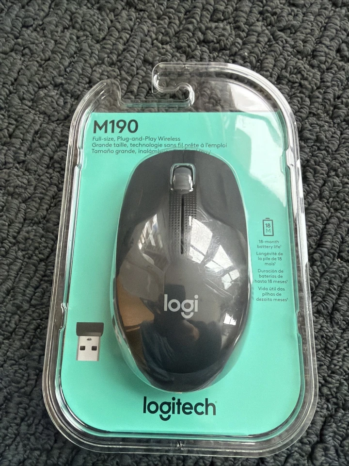 Logitech - M190 Wireless Optical Ambidextrous Mouse - Wireless - Charcoal - Image 1 of 1