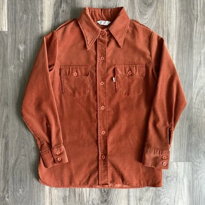 Camisa vintage de pana con botones Levi's Big E para mujer talla L lengüeta naranja años 70 Foto 1 de 4