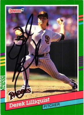 DEREK LILLIQUIST #570 Signed 1991 Donruss MLB Baseball Card AUTO PADRES - Image 1 of 2