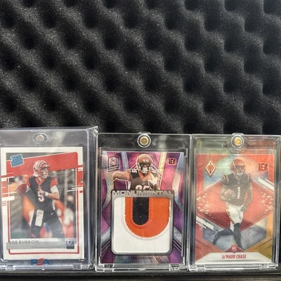 Bengals Trio Bundle, Joe Burrow RC, Jammar Chase RC, Tee Higgins Patch RC /15 - Image 1 of 4