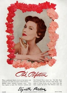 1953 Elizabeth Arden Pink Perfection Lipstick Original Rare Color Ad - Picture 1 of 1