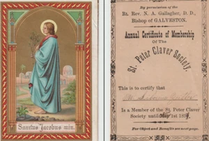 1891 St Peter Claver Society Membership Card Book Saint of African Slaves Jacob - Picture 1 of 5