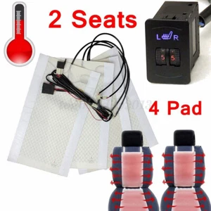 UK 2 seat 4Pad Universal 5-Level dial Switch Carbon fiber Heated Seat Heater Kit - Picture 1 of 11