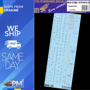 HGW 532068 1/32 MIG-23 STANDARD DECALS Stencils for Trumpeter - Picture 1 of 5