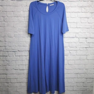 Weiche Umgebung Maxikleid Damen 3x blau kurzärmelig Freizeit Büro Übergröße - Bild 1 von 8