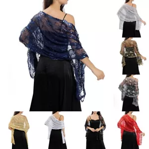 Stunning Glittery Beaded Shawl Scarf Wrap For Formal Soirees And Weddings - Imagen 1 de 59