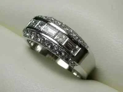 3Ct Round Cut Simulated Diamond Men's Wedding Band Ring in 925 Sterling Silver - Image 1 of 4
