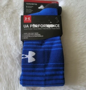 NEW!!Under Armour Kids Blue OTC Striped UA Logo Global Performance Soccer Socks - Picture 1 of 4
