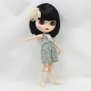 12"Blythe doll Nude black short straight hair Matte face JOINT body 1/6 BJD ob24 - Picture 1 of 3