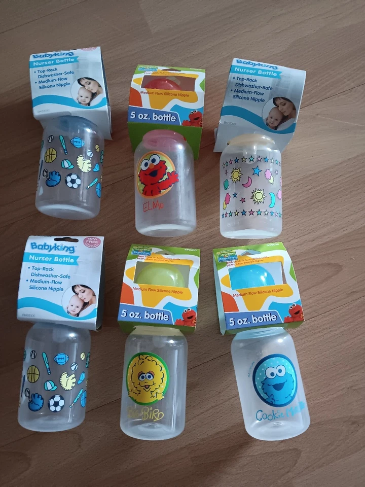 3 Sesame Beginnings, 3 Babyking 5oz. Botellas Med. flujo libre de BPA NUEVO Foto 1 de 1