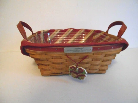 2005 Silver Bells Longaberger Basket Celebrating 25 yrs./ Liner / protector Cover