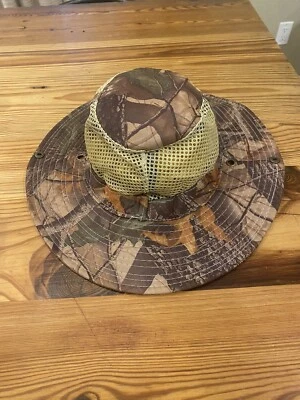 Camouflage Mesh Hat W/ Side Snaps Great For Fishing Hunting Boating Lightweight - Image 1 of 4