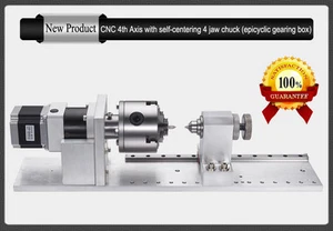 4th A Rotary Axis Planetary Gearbox 4Jaw 80mm Chuck CNC Router Rotational Axis - Picture 1 of 4