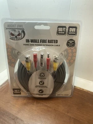 New Night Owl 100’ Fire Proof In-Wall Video & Power Extension Cable - Image 1 of 4