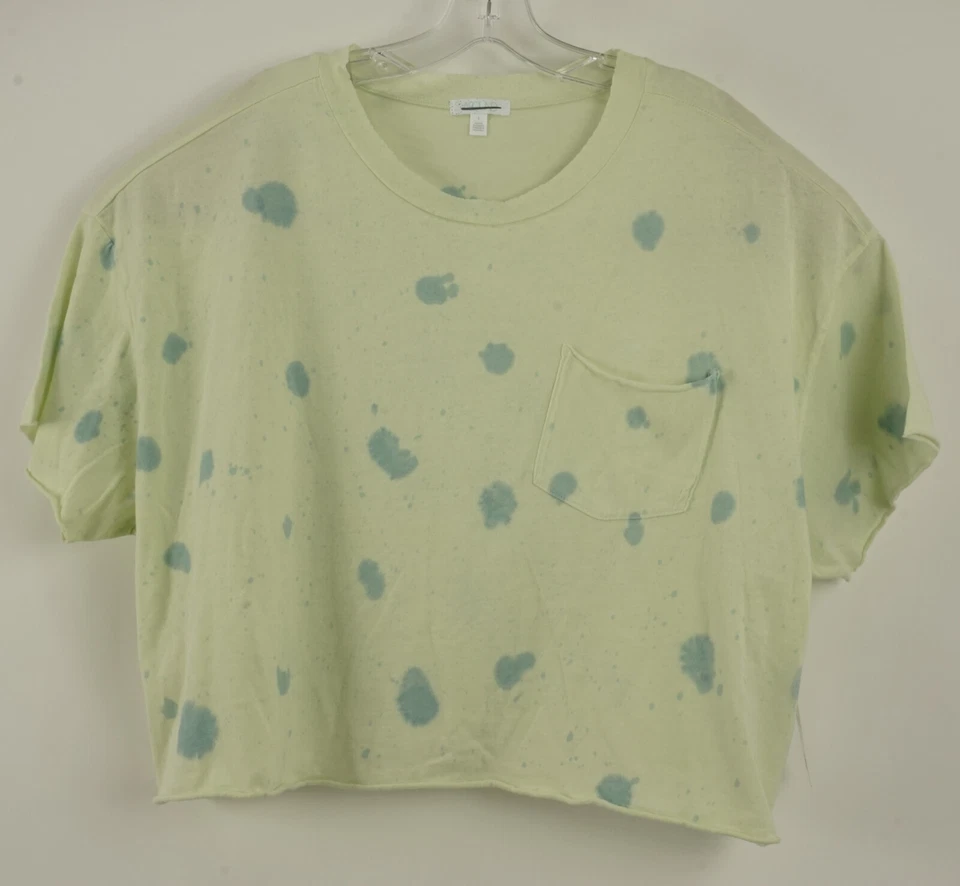 ABOUND Womens Sz S Oversized Loose Green Tie Dye Cropped Crew Pocket T-Shirt
