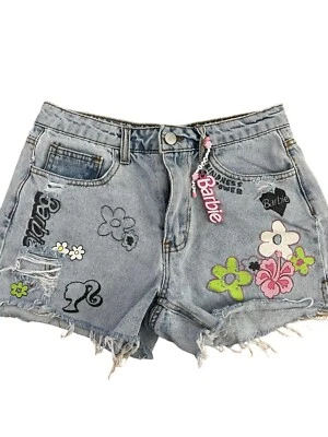 Pantalones Cortos Barbie X Forever 21 Para Mujer Denim Envejecido Corte Etiqueta EE. UU. Talla 26 Foto 1 de 4