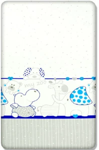 BABY FITTED COT SHEET PRINTED DESIGN 100% COTTON MATTRESS 120x60cm, Zoo Blue - Picture 1 of 1