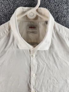 Kenzo Comfort Fit 43/17 White Floral French Cuff Long Sleeve Button Up Shirt Men - Picture 1 of 18