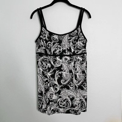 Vestido de baño Longitude de una pieza para mujer talla 12 negro blanco playa ropa de resort Foto 1 de 4