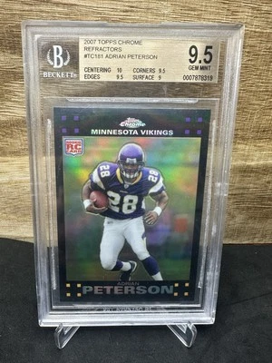 2007 Topps Chrome Refractor #TC181 Adrian Peterson Vikings RC Rookie BGS 9.5 - Image 1 of 2