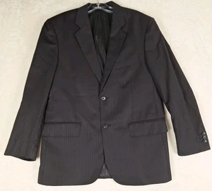 Baroni Couture Herren Super 150s Woll Blazer 40R Schwarz Nadelstreifen Italy Taschen  - Bild 1 von 12