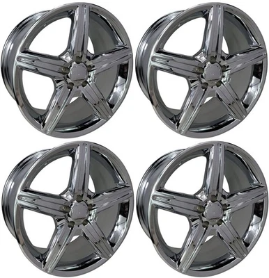 19" 8.5 / 9.5 Chrome Wheels Fit Mercedes Benz C E CLK CLS S SL SLK 55 63 AMG 4pc - Image 1 of 4