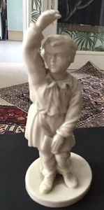19th Century Parianware Figure Of Waving Boy With Book.6 Ins High. A/f - Picture 1 of 6