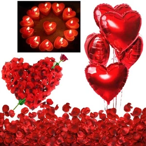 Kit Romantico di 50 Candeline a Forma di Cuore 1000 Petali di Rosa di Seta 5 - Foto 1 di 24