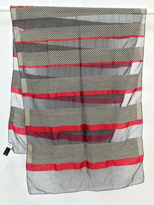 Bufanda de mujer ARMANI COLLEZIONI negra y roja con estampado de rayas rectangular de lana seda Foto 1 de 3