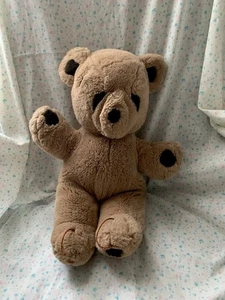 Oso de peluche vintage 1979 STITCH peluche marrón negro animal de peluche 16" Gund LEER~ - Imagen 1 de 9