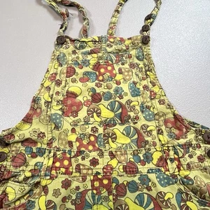 Jayli Mushroom Overalls Romper Jumper Shorts Festival Cotton Small Hippie FLAWED - Picture 1 of 10