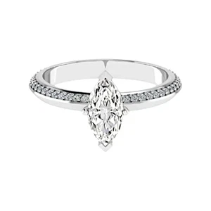 IGI Certified Lab Grown Diamond Wedding Ring 1.40 CT Marquise Cut 14K White Gold - Picture 1 of 13
