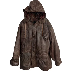 Vintage Adventure Bound dunkelbraune Lederjacke Gr. Large dünn isoliert schwer gebraucht, in einwandfreiem Zustand - Bild 1 von 16