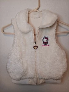 Hello Kitty Girls VEST Reversible Child Size 8 Faux Fur Leather-White-Zipper - Picture 1 of 6