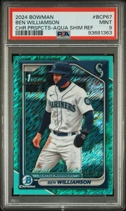 2024 Bowman Chrome Prospects Ben Williamson Aqua Shimmer Refractor /125 PSA 9 - Bild 1 von 3