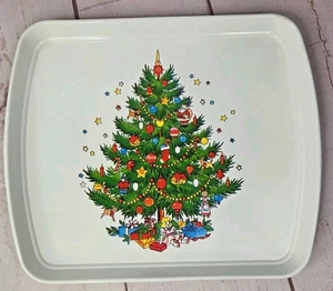 Vtg Christmas Plastic Serving Tray Rectangle Holiday 12” X 10” Toys Ullman Co. - Picture 1 of 14