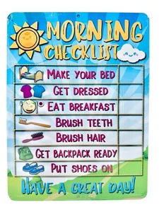 Honey Dew Gifts Daily Morning & Bedtime Set Of 2 Aluminum Routine Charts Autism - Picture 1 of 10