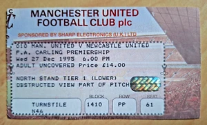 MANCHESTER UNITED V NEWCASTLE 1995 1996 match ticket stub MUFC NUFC - Picture 1 of 2