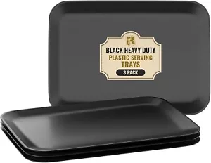 3 Pack Black Plastic Serving Tray for Party - 8 by - Picture 1 of 6