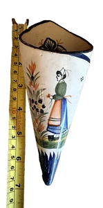 Henriot Quimper French Faience Vintage Wall Flower pocket Vase- Breton Woman - Picture 1 of 4