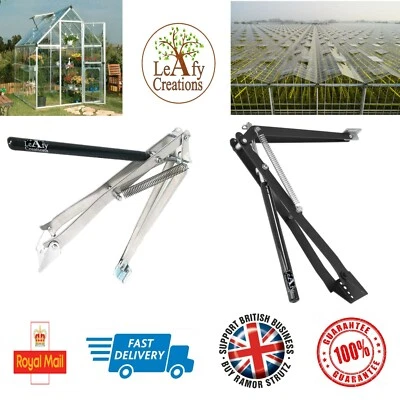 Leafy Creations. Greenhouse Window Opener Automatic Double Spring, Black/Silver.