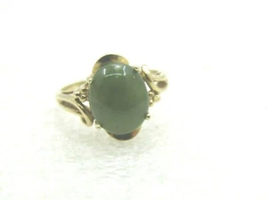 Anello vintage in giada 14kt, misura. 6,5, Appx. 5 CTW, 3,85 gr. - Foto 1 di 8