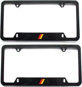 Bayern Motor Werks Carbon Fiber License Frame with German Flag emblem (2-pak) - Picture 1 of 4